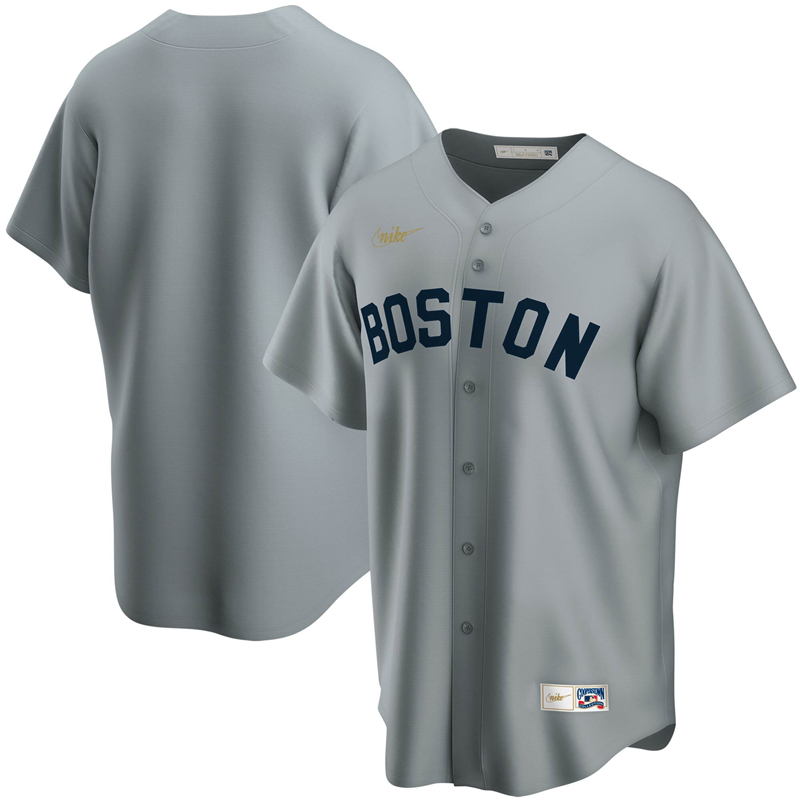 2020 MLB Men Boston Red Sox Nike Gray Road Cooperstown Collection Team Jersey 1